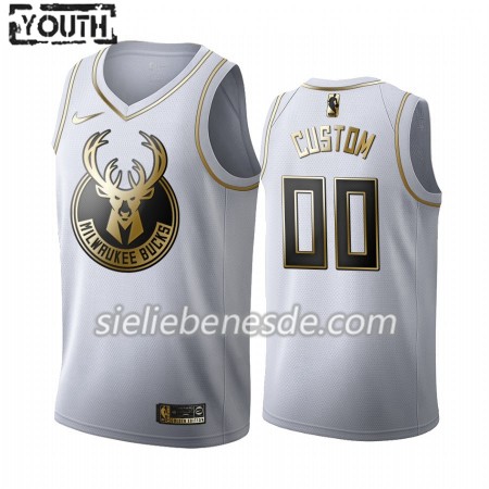 Kinder NBA Milwaukee Bucks Trikot Nike 2019-2020 Weiß Golden Edition Swingman - Benutzerdefinierte